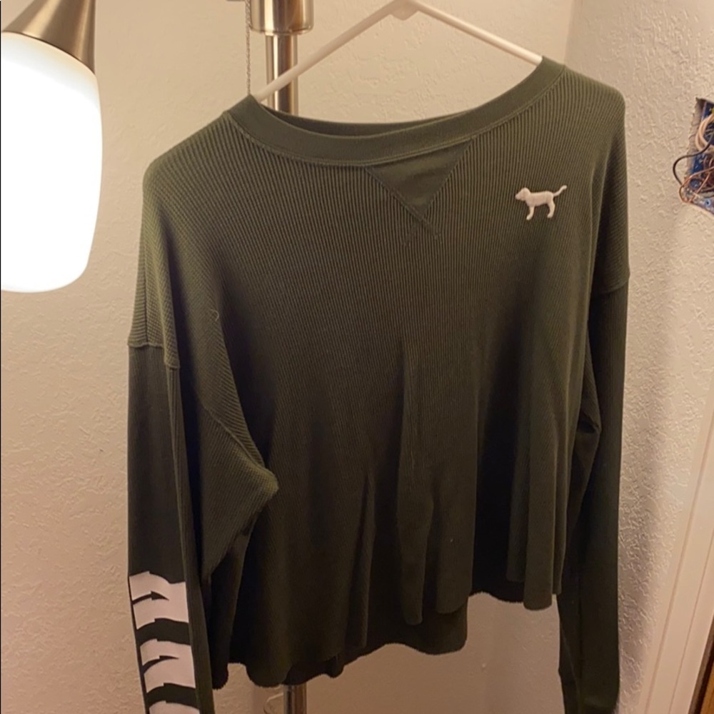 Long sleeve crop top pink tee